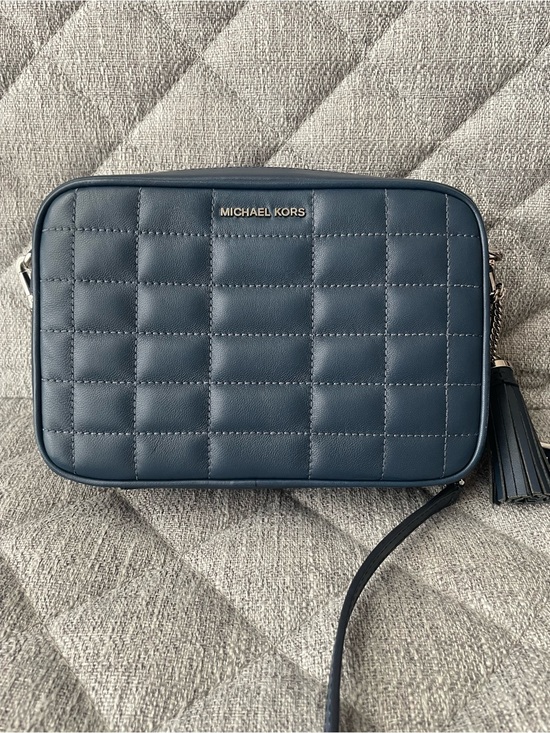 Michael Kors Handbags - Michael Kors Quilted Navy Leather Camera Crossbody with Tassel